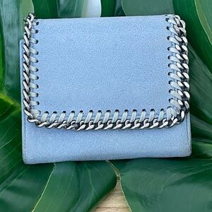 Stella McCartney Falabella Small Flap Wallet powder blue silver hardware